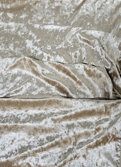 Champagne Wrinkle Mechanical Stretch Polyester Panne Velvet Fabric by the Yard