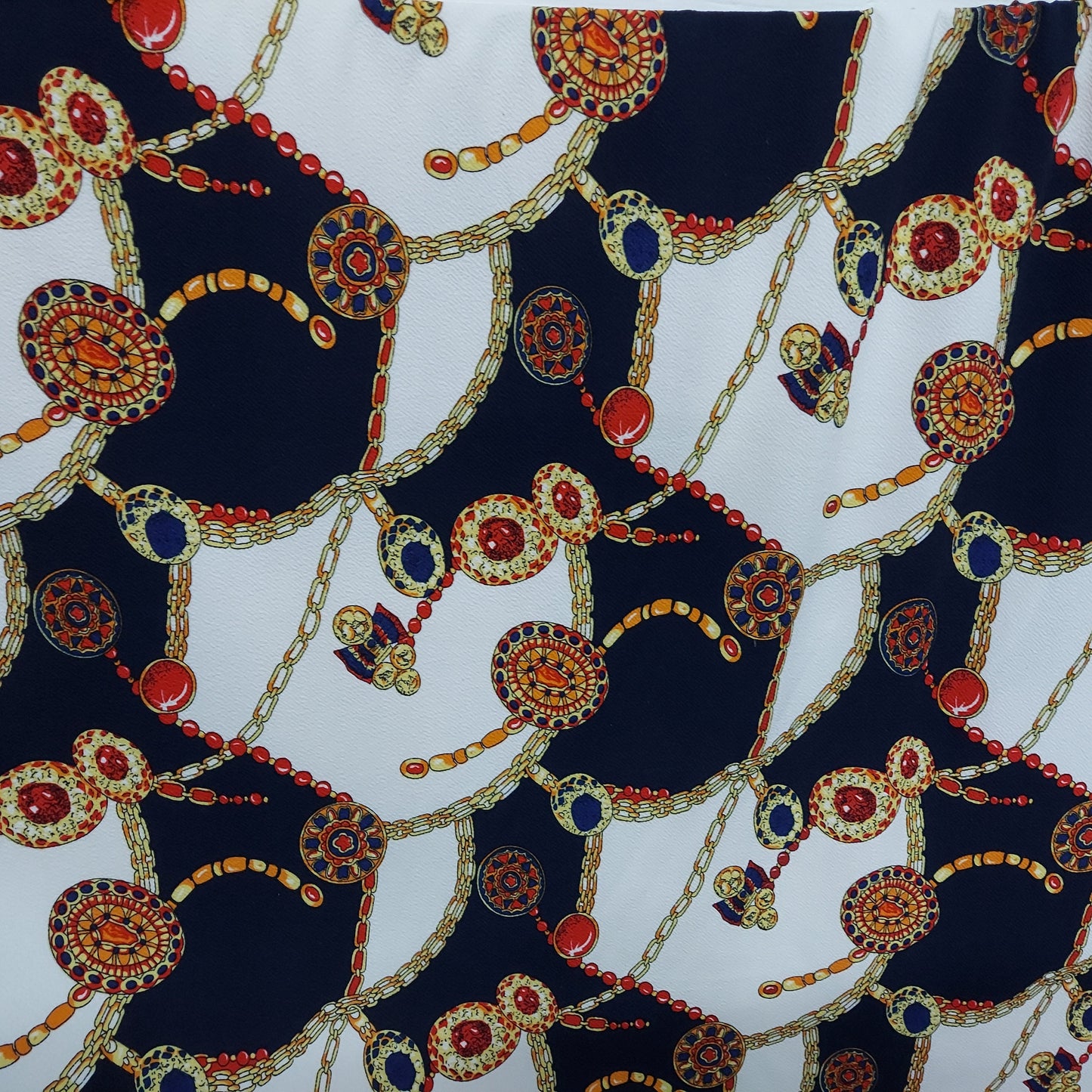 ad Ornaments Inspired design New Liverpool fabric Chains & Medallions High Fashion Inspired Design Print Fabric sold By The Yard