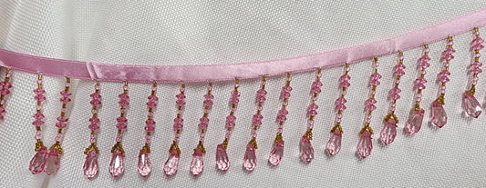 Braided Hanging Beads, Color hot pink, Tassel Trim Fringe Fabric Ribbon Trimming Handwork DIY Craft Sewing Accessory Lace for Decoration