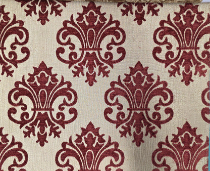 Chenille BAROQUE UPHOLSTERY Fabric Jacquard Damask, reversible, 54" wide ,color Brick, sold by yard in continuous yards