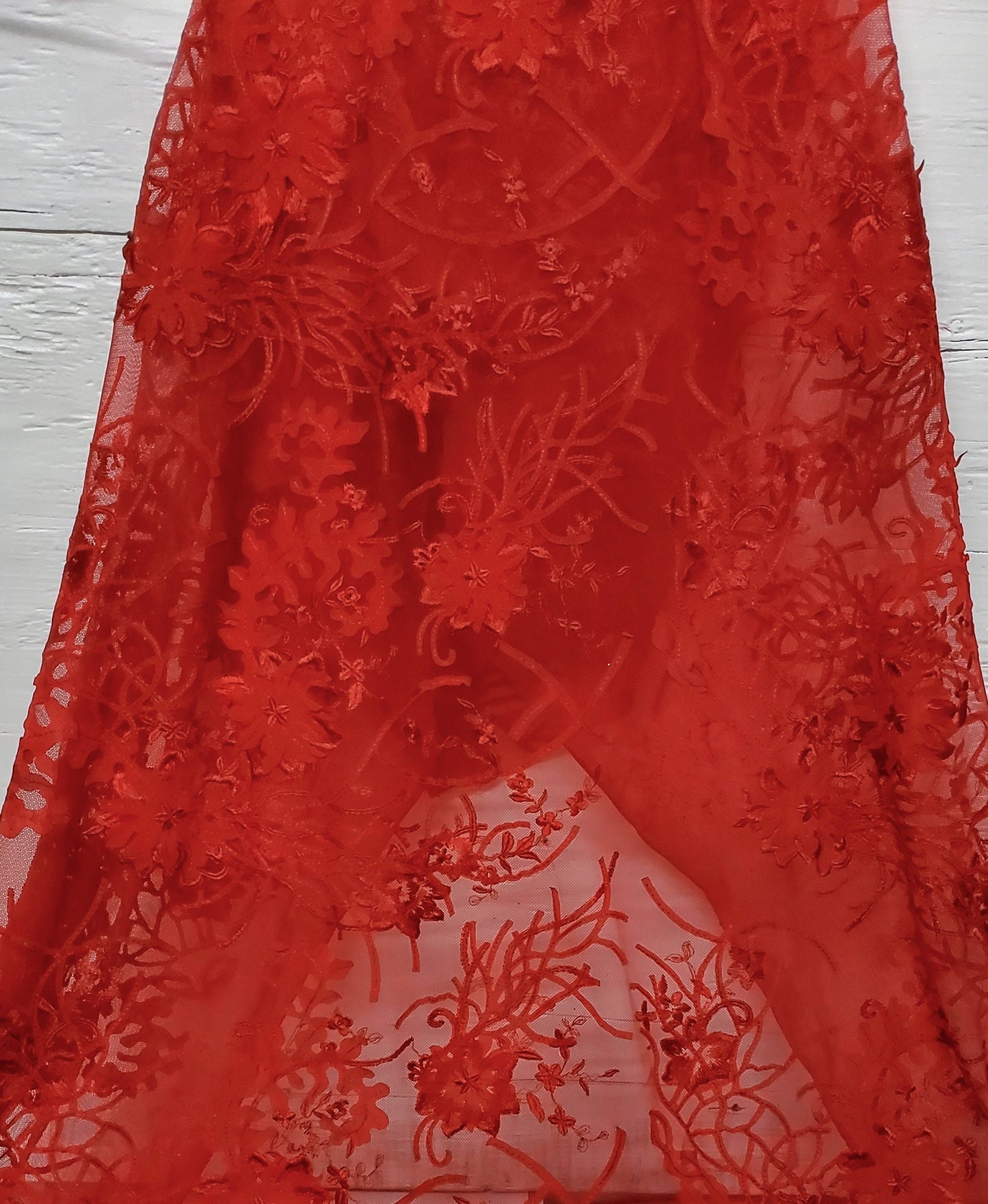 3d flower Red color, bridal lace  embroidery lace fabric  lace fabrics, 54" wide