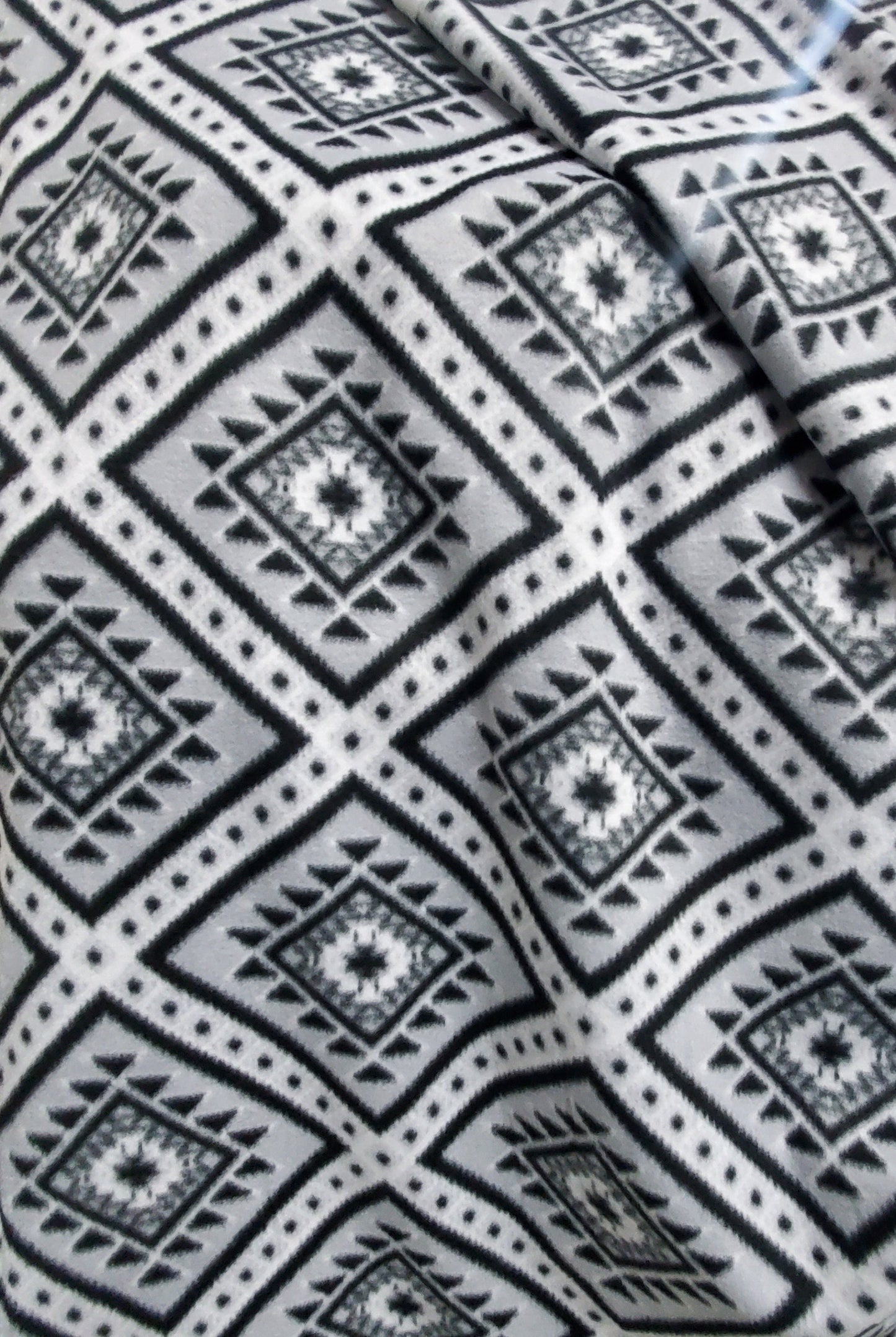 Fleece Fabric Ethnic Diamonds print ,  Fleece Polar, anti pill, By The Yard 60" Wide