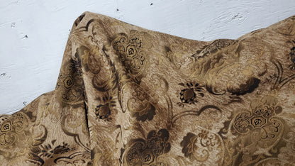 BAROQUE UPHOLSTERY,Damask tapestry chenille fabric - upholstery fabric, Light Gold/ gold - 56" width - sold by yard in continuous yards