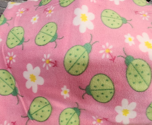 Lime Lady Bug   Anti pill, Fleece Fabric floral print  Fleece Polar By The Yard 60" Wide