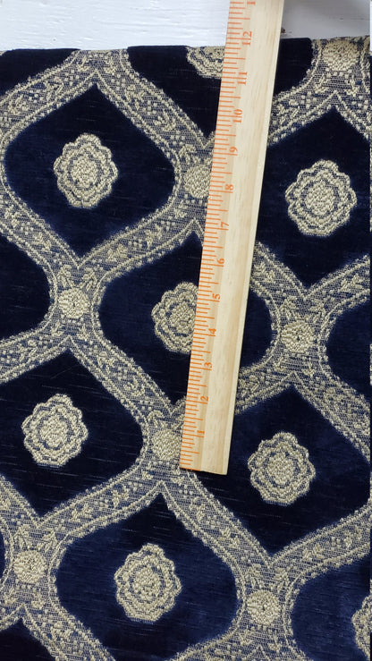Kravet Couture Chenille Medallion  Fabric, Night blue color, 54" wide, sold by yard
