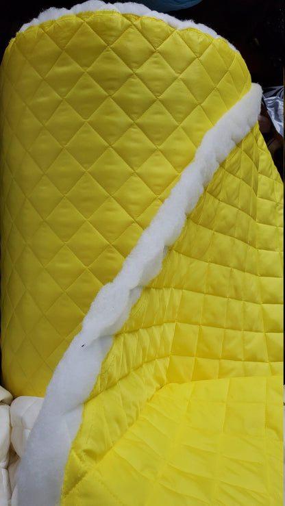 Quilted fabric, Polyester Quilted Padded Lining Fabric Yellow sold by yard, 60" wide