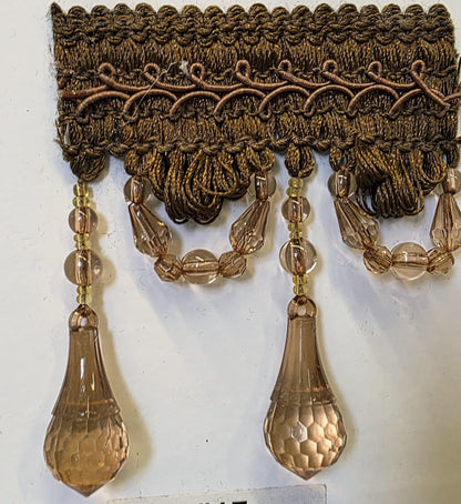 Beaded Trim Fringe 4'' L, W/Gimp Top Sold by The Yard - aqua blue Brand: ad fabric