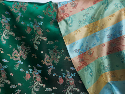 Chinese Brocade Sateen Jacquard Dragon design Fabric sold by the Yard