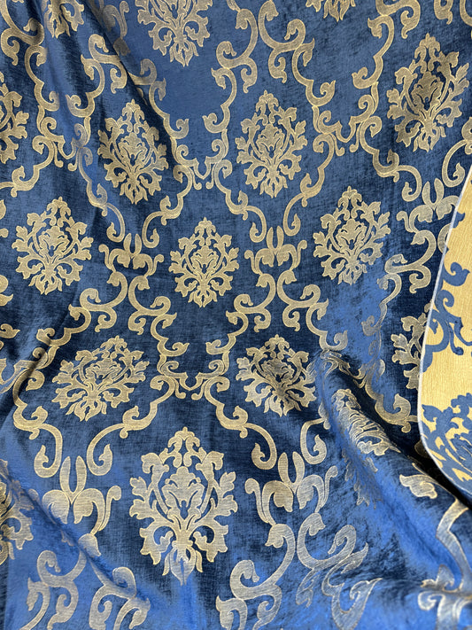 Damask tapestry chenille fabric - upholstery fabric, Blue - 56" width - sold by yard in continuous yards (Copy)