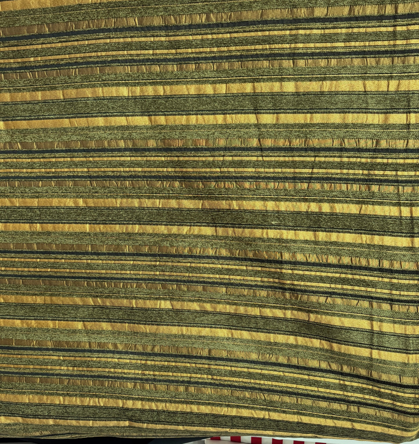 Chenille Tapestry , Upholstery Vintage, Fabric, Striped Pattern, green /gold 54" Wide Sold by Yard
