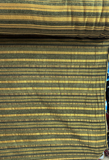 Chenille Tapestry , Upholstery Vintage, Fabric, Striped Pattern, green /gold 54" Wide Sold by Yard