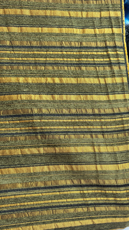 Chenille Tapestry , Upholstery Vintage, Fabric, Striped Pattern, green /gold 54" Wide Sold by Yard
