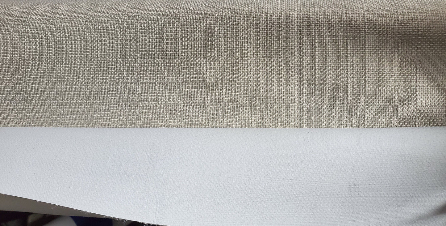 Blackout Roc-lon Texture Drapery Lining 54" wide, color Beige/White 100 percent Blackout Drapery Fabric,