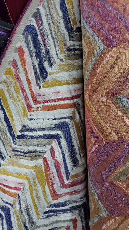 ad fabric Chevron - Zig Zag - Natural -MUL-Color Flame Stitch - Upholstery Fabric by The Yard