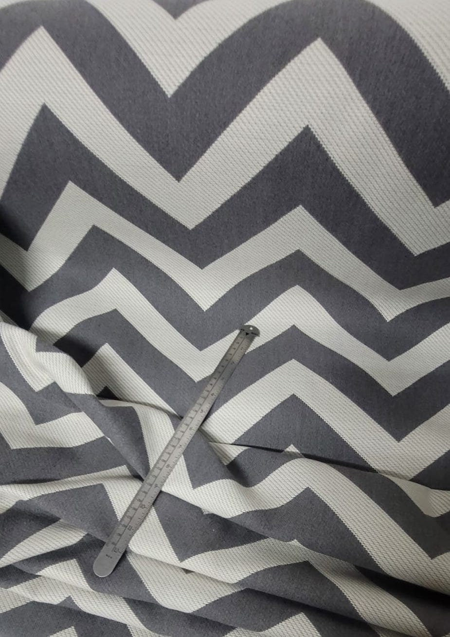 Schumacher 65922 Antibes Chevron Oxford Grey Fabric