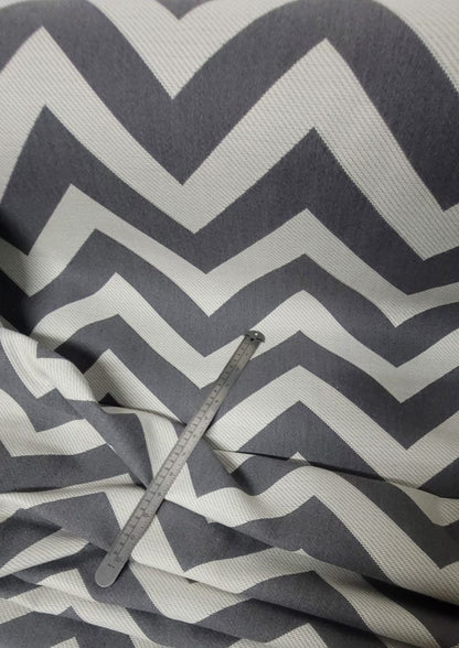 Schumacher 65922 Antibes Chevron Oxford Grey Fabric