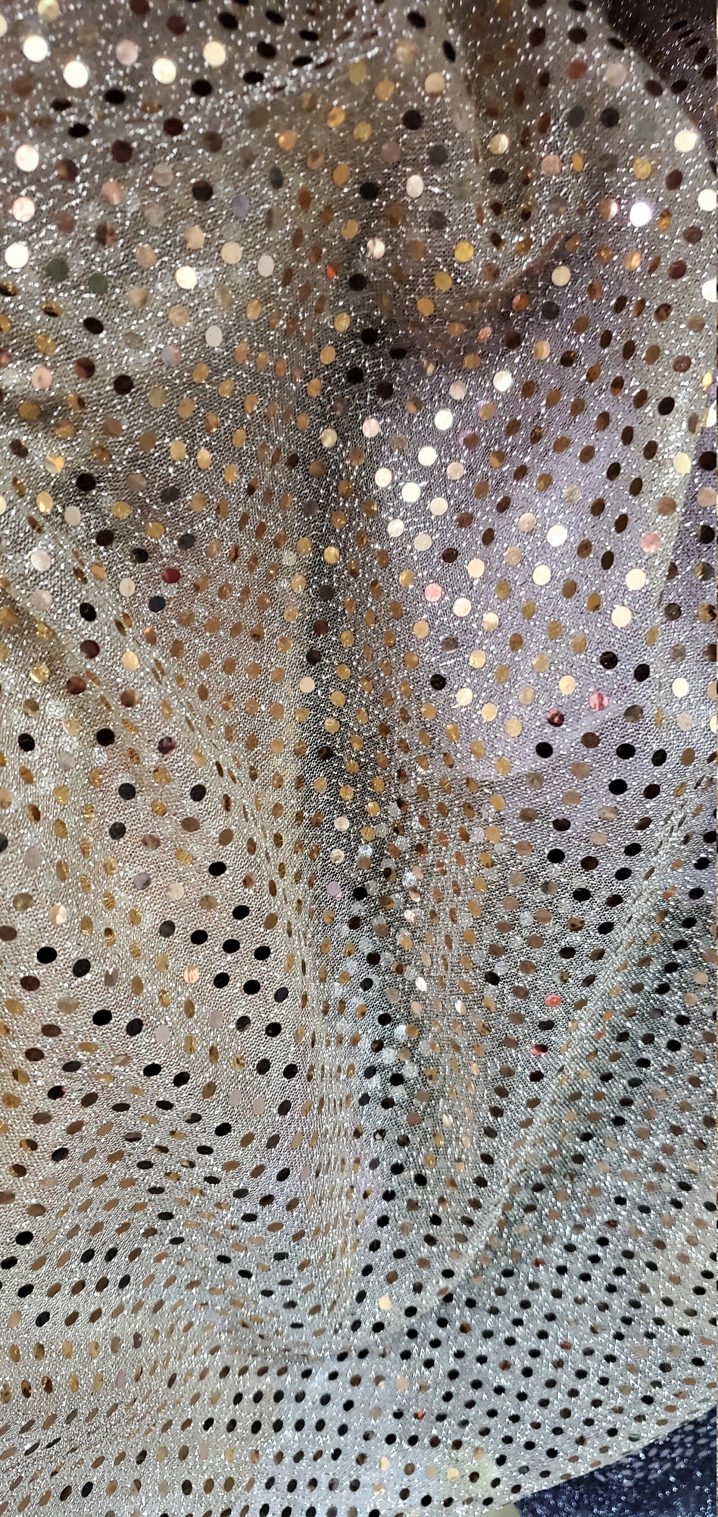 Wide Faux Sequin Light weight Knit Fabric Shiny Dot Confetti for Sewing Costumes Apparel Crafts Sold by The Yard