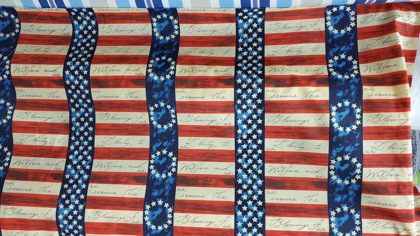 American Flag stripe colors print, 100% cotton Fabric. 54" wide, sold by yard