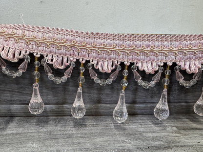 Beaded Trim Fringe 4'' L, W/Gimp Top Sold by The Yard - Blush Pink  , Brand: ad fabric