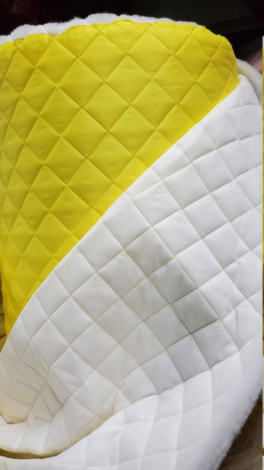 Quilted fabric, Polyester Quilted Padded Lining Fabric Yellow sold by yard, 60" wide