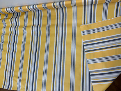 Waterproof Outdoor Canvas Patio Fabric, Multi Striped , Color: White, grey, Yellow Blue, 58 " wide, sold by yard