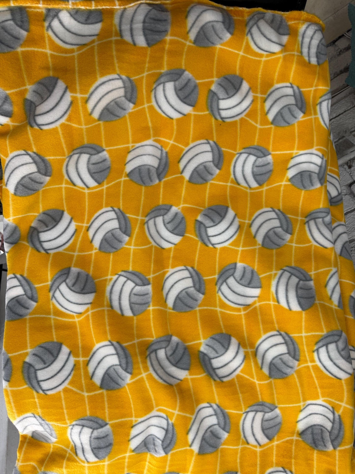 Yellow Volleyball Anti Pill Print Fleece Fabric 58 inches fabric sold by yard