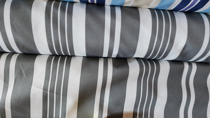 Waterproof Outdoor Canvas Patio Fabric, Multi Striped , Color: Charcoal, off white, 58 " wide, sold by yard