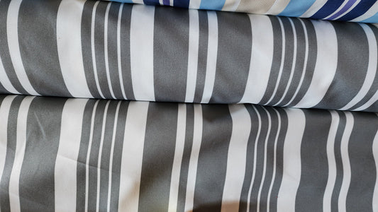 Waterproof Outdoor Canvas Patio Fabric, Multi Striped , Color: Charcoal, off white, 58 " wide, sold by yard