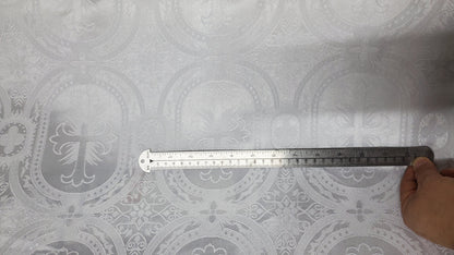 Liturgical Brocade,Church Gorgeous Cross acetatebrocade Fabric Cross Brocade off White Matte 60" Wide