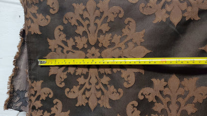 Brown / chocolate  Medallion Damask Upholstery Fabric by the yard