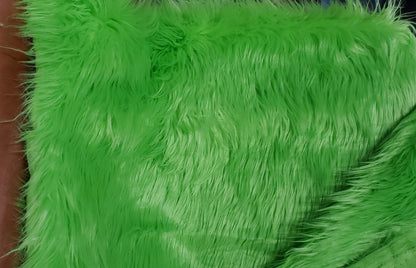 Luxury Long Pile Faux Shaggy Fur Fabric - Sold By The Yard - 60" wide, color lime
