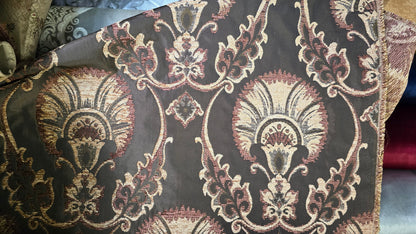 Chenille BAROQUE UPHOLSTERY Fabric Jacquard Damask, 58" wide ,color Brown, sold by yard in continuous yards