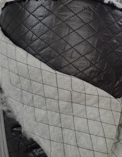 Polyester Quilted Padded Lining Fabric Black, 1" inche