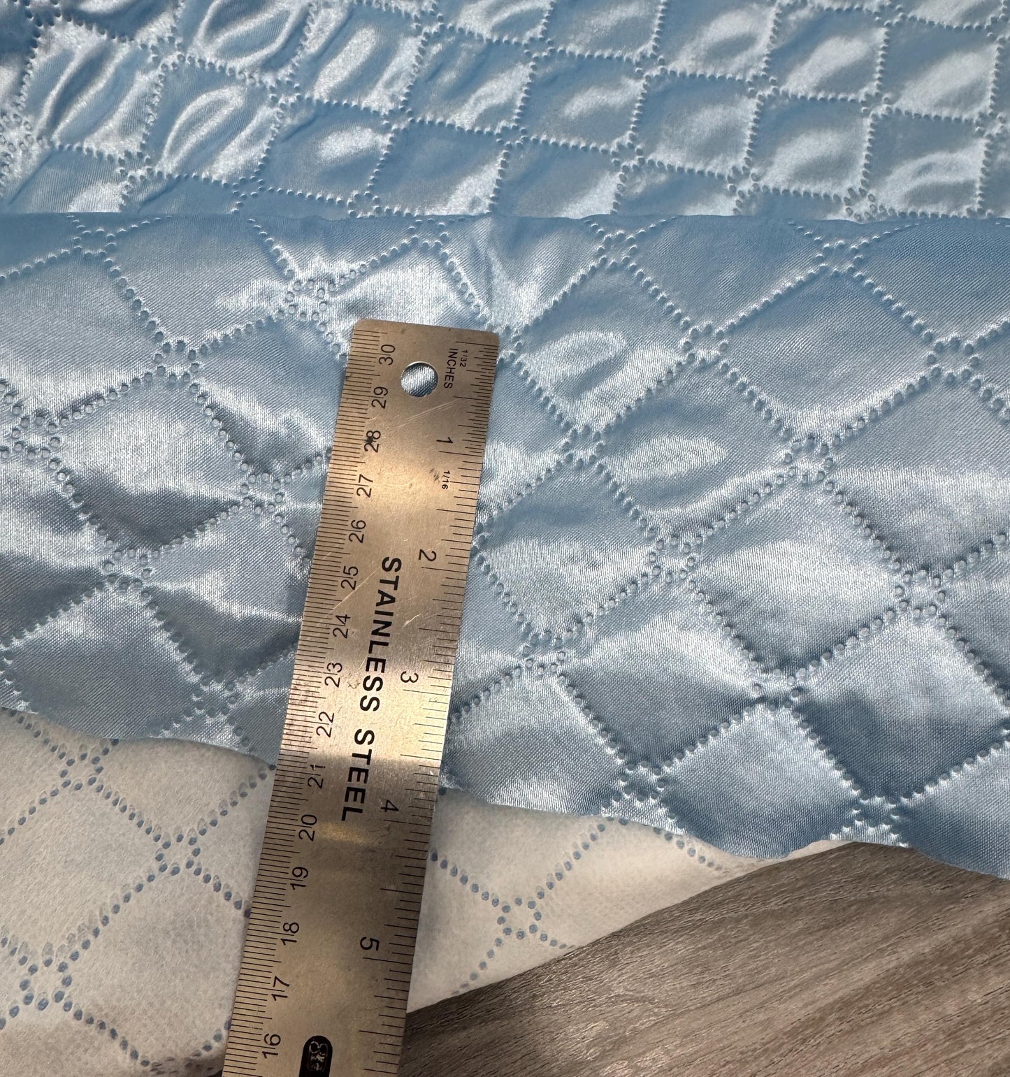 Polyester Quilted Padded Lining Fabric baby blue, 60" wide, sold by yard