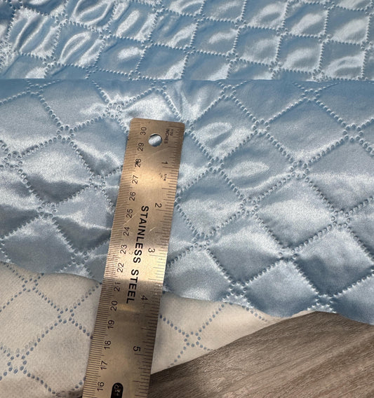Polyester Quilted Padded Lining Fabric baby blue, 60" wide, sold by yard
