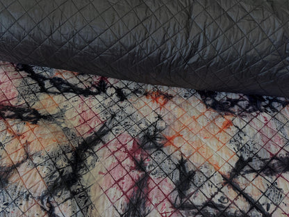 Double-Faced Reversible Pre-Quilted  Black/Camouflage color, Fabric. 54" wide, l 100% / polyester Fabric by The Yard