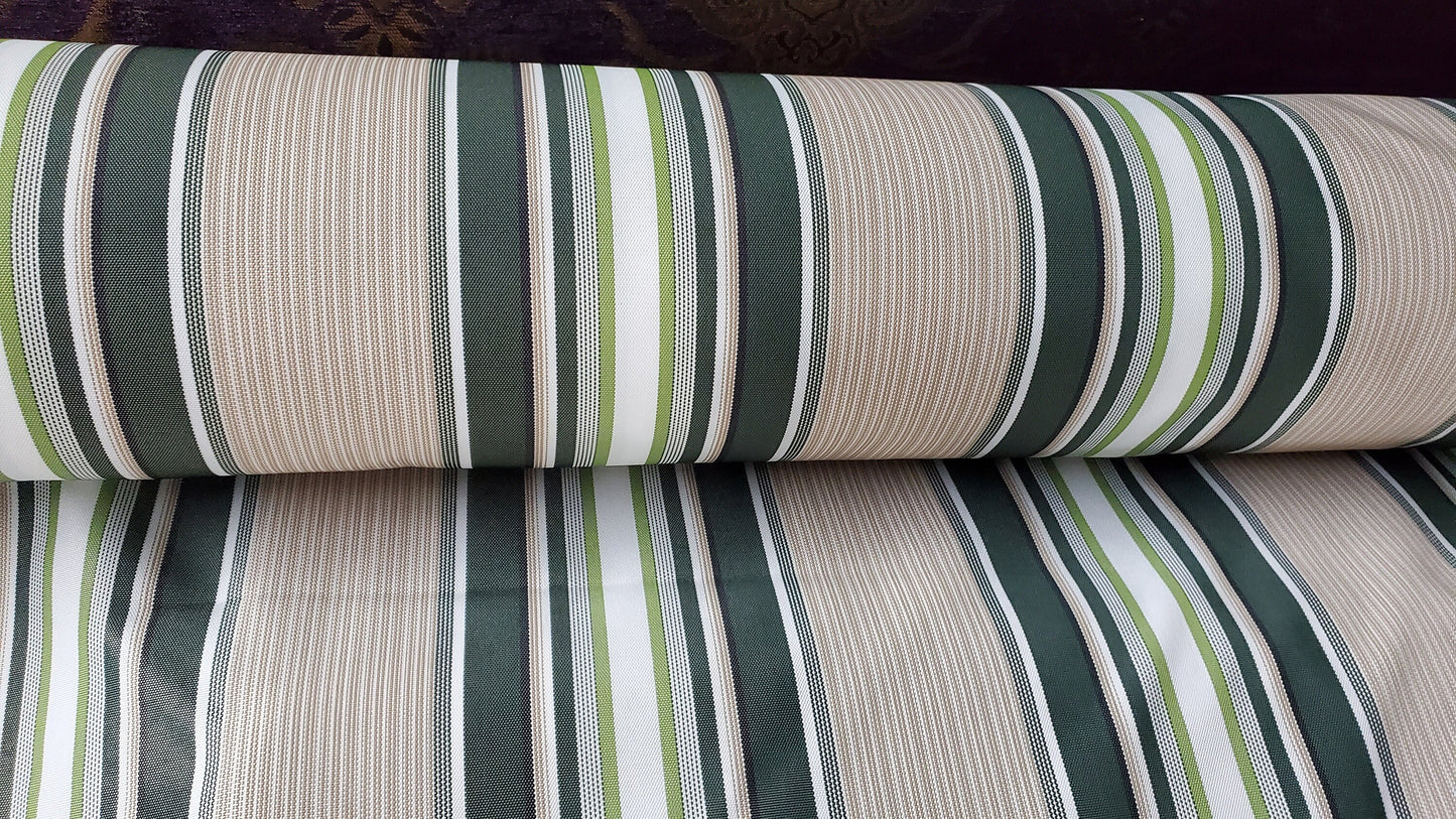 Waterproof Outdoor Canvas Patio Fabric, Multi Striped , Color: ivory,green,khaky, 58 " wide, sold by yard