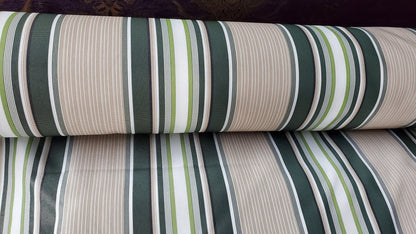 Waterproof Outdoor Canvas Patio Fabric, Multi Striped , Color: ivory,green,khaky, 58 " wide, sold by yard