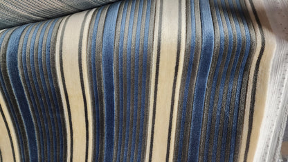 Kravet stripe Velvet/chenille upholstery fabric 54" wide , multicolor , denim blue