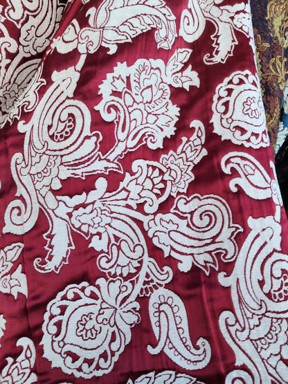 Quadrille Chenille Fabrics vintage 54" wide- Reversible, Re/Ivory, sold by yard