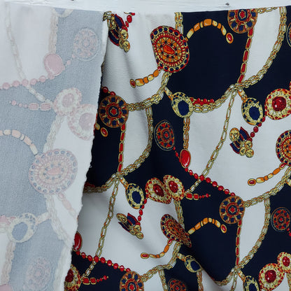 ad Ornaments Inspired design New Liverpool fabric Chains & Medallions High Fashion Inspired Design Print Fabric sold By The Yard