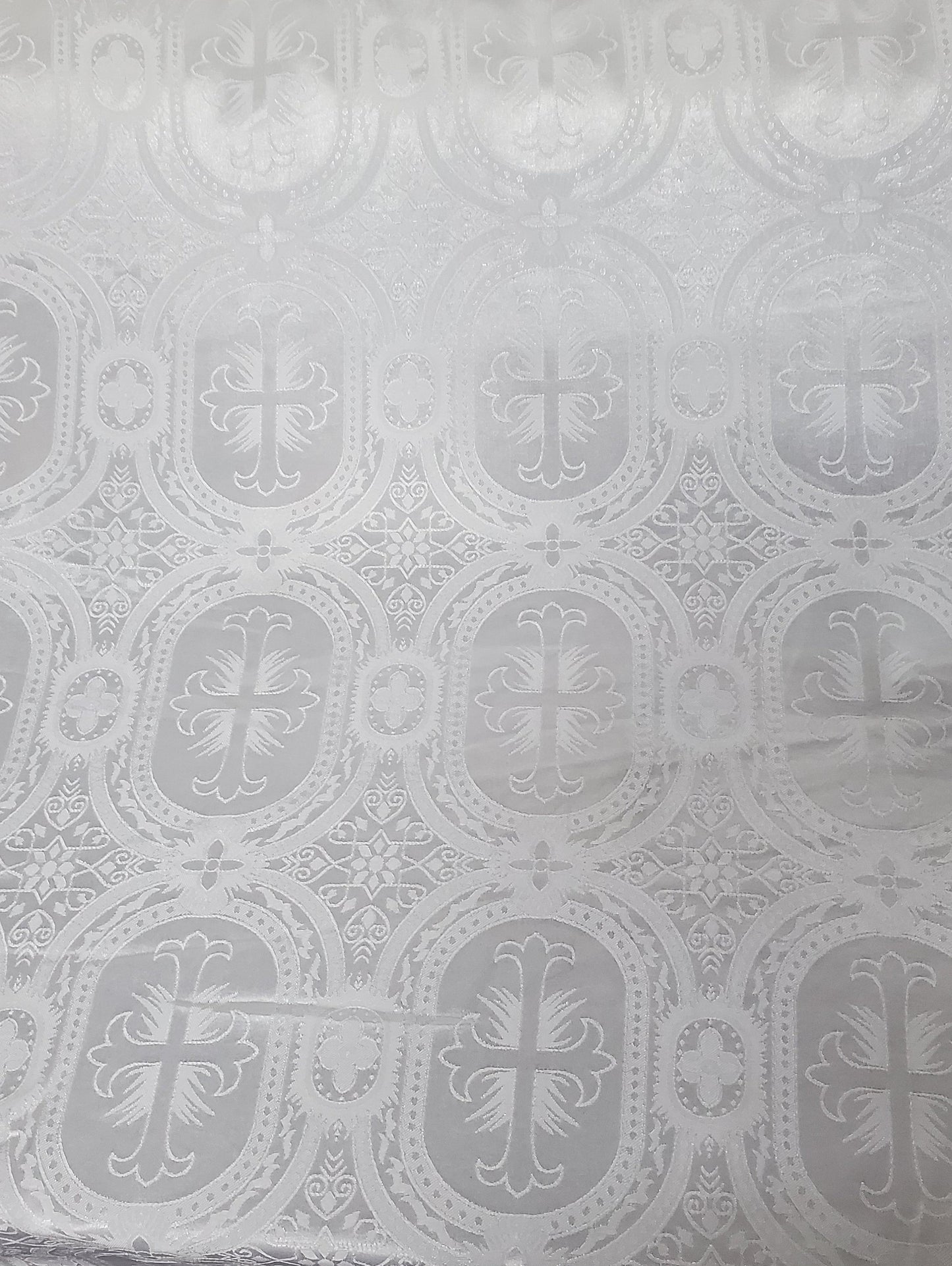 Liturgical Brocade,Church Gorgeous Cross acetatebrocade Fabric Cross Brocade off White Matte 60" Wide