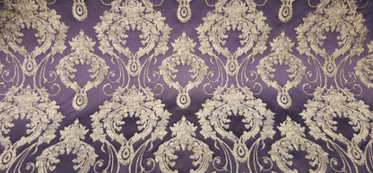 Damask Satin Drapery Upholstery Fabric - Purple, Jacquard Brocade, Luxury elegant victorya Classic Fabric 60" Wide,  Sold by Yard