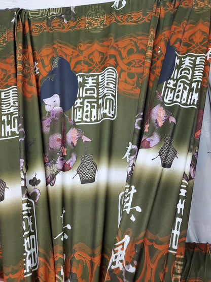 Japanese design print on poly spandex 4-way stretch 58/60” Sold by the YD Sold by Yard