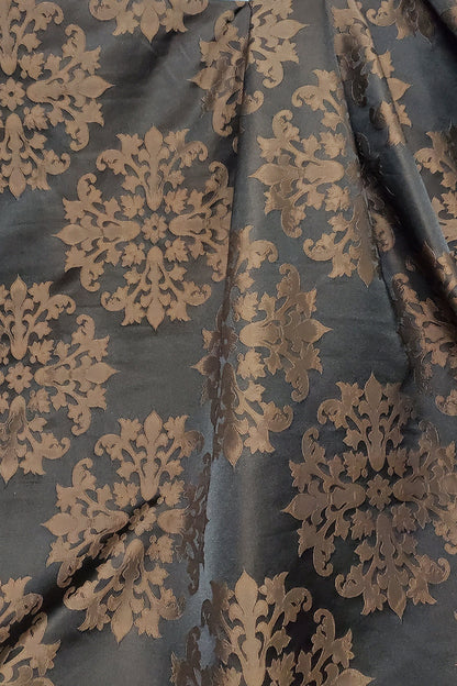 Brown / chocolate  Medallion Damask Upholstery Fabric by the yard