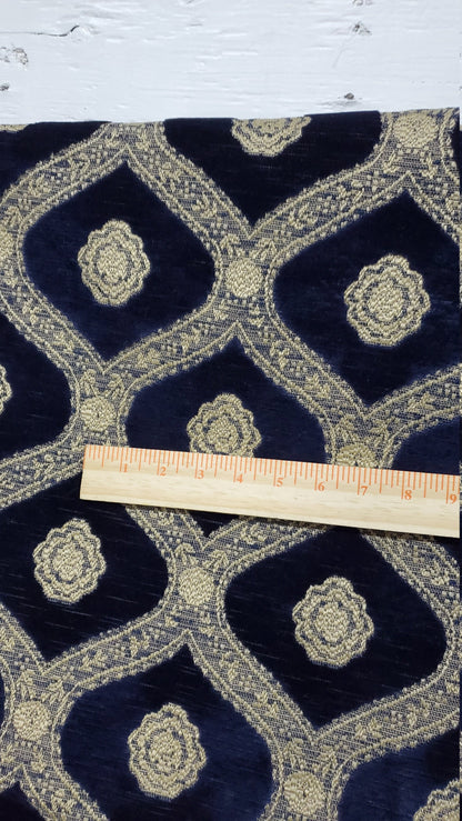 Kravet Couture Chenille Medallion  Fabric, Night blue color, 54" wide, sold by yard