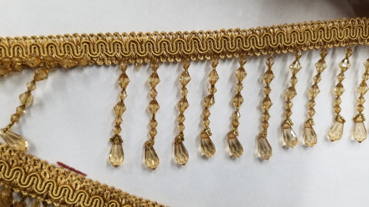 Braided Hanging Beads, Color gold Tassel Trim Fringe Fabric Ribbon Trimming Handwork DIY Craft Sewing Accessory Lace for Decoration