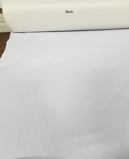 Faux Vinyl Leather White 2 Way Stretch Vinyl Clothing Fabric , Snow White Faux