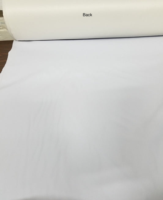 Faux Vinyl Leather White 2 Way Stretch Vinyl Clothing Fabric , Snow White Faux
