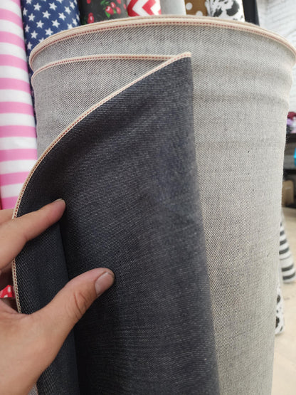 AD Fabric Cotton Denim Selvedge indigo Dark Blue stretch, 33" wide, sold by yard